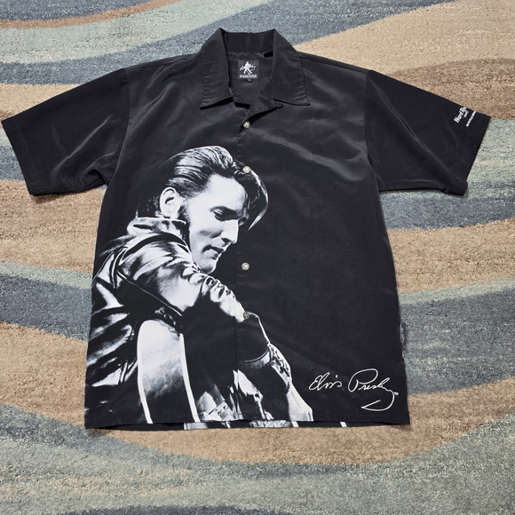 Dragonfly Other - Dragonfly Shirt Mens Medium Elvis Presley Button Up Black Hard Rock Myrtle Beach